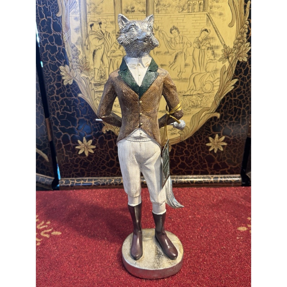 Acorn + Oak Harvest Collection Gentleman Fox Statue Equestrian Fall Decor 15"NWT